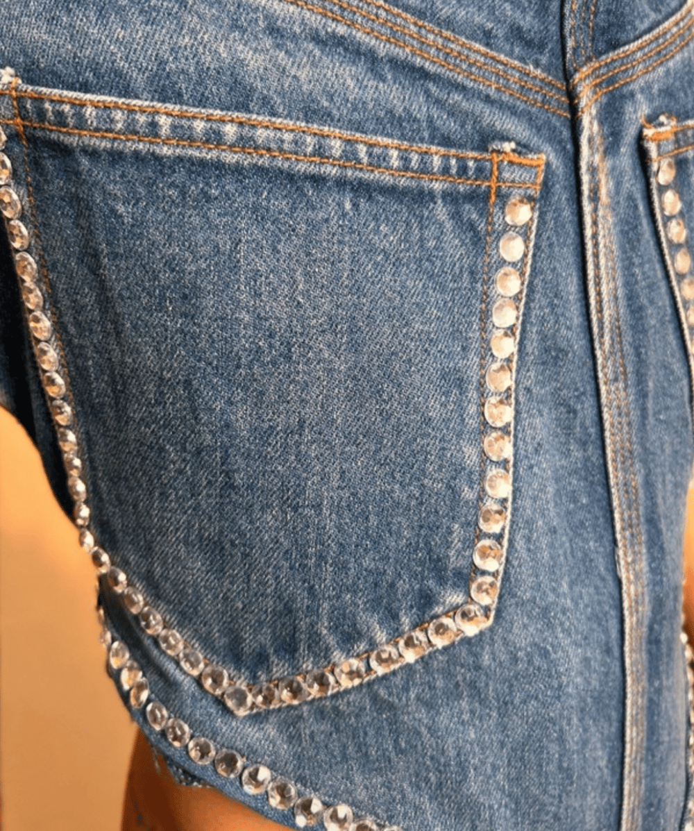 Image of denim halter crop top