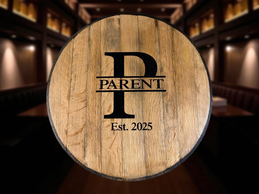 Personalized Bourbon Barrel Head Wedding Guest Book: Monogrammed Rustic Decor