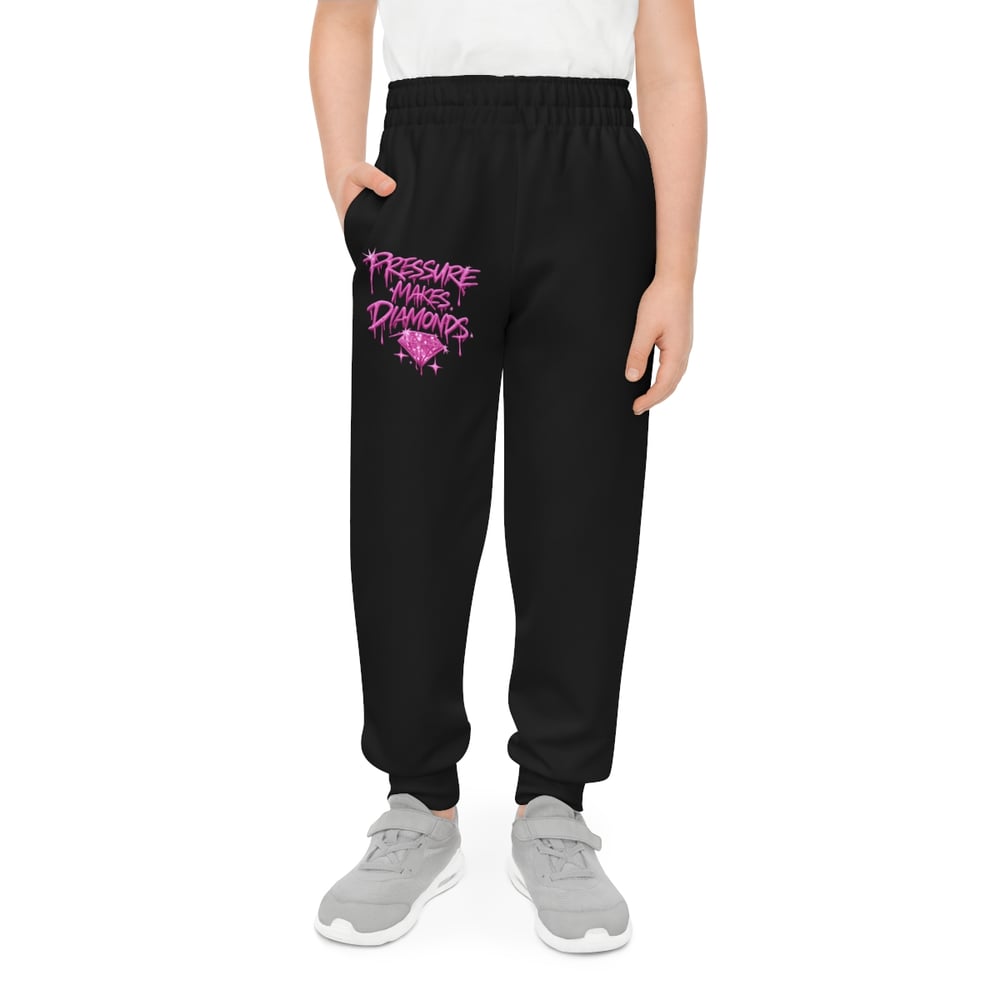 Image of Youth Joggers — "Pressure Makes Diamonds" Pink Graphic Sweatpants