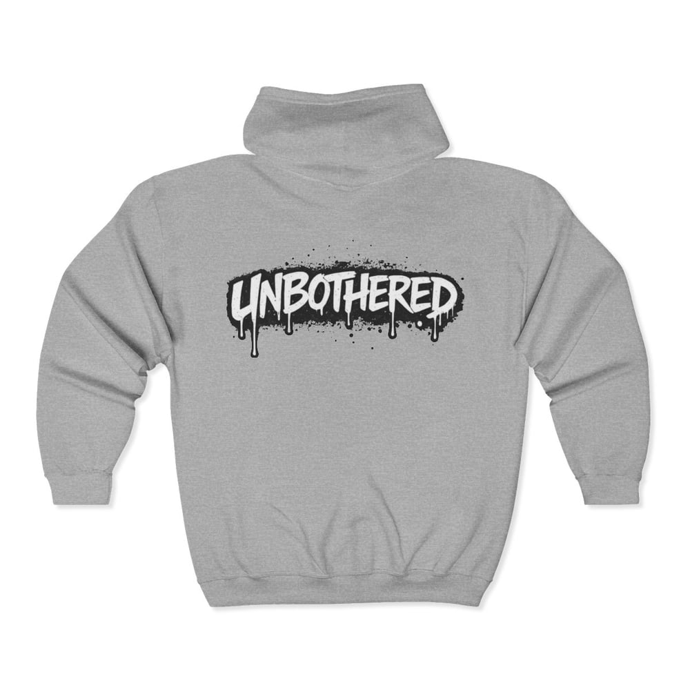Image of Unbothered / Envied Zip Hoodie — Graffiti Streetwear Black Zip-Up