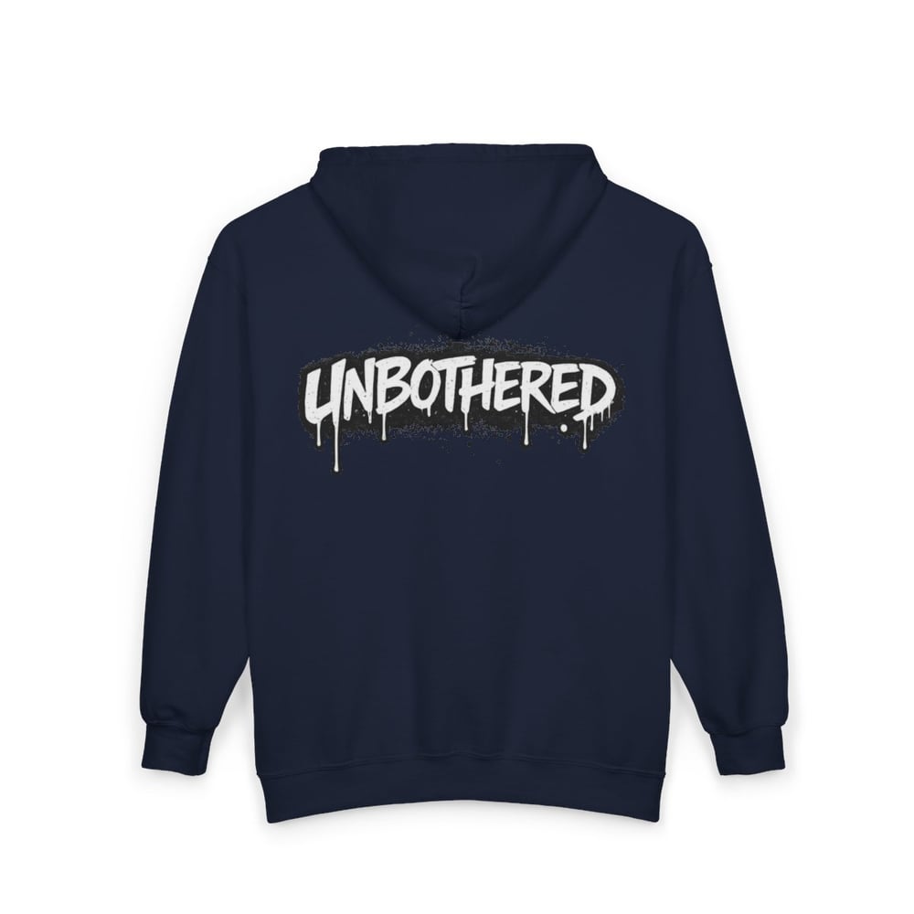 Image of Unbothered / Envied Zip Hoodie — Graffiti Streetwear Black Zip-Up