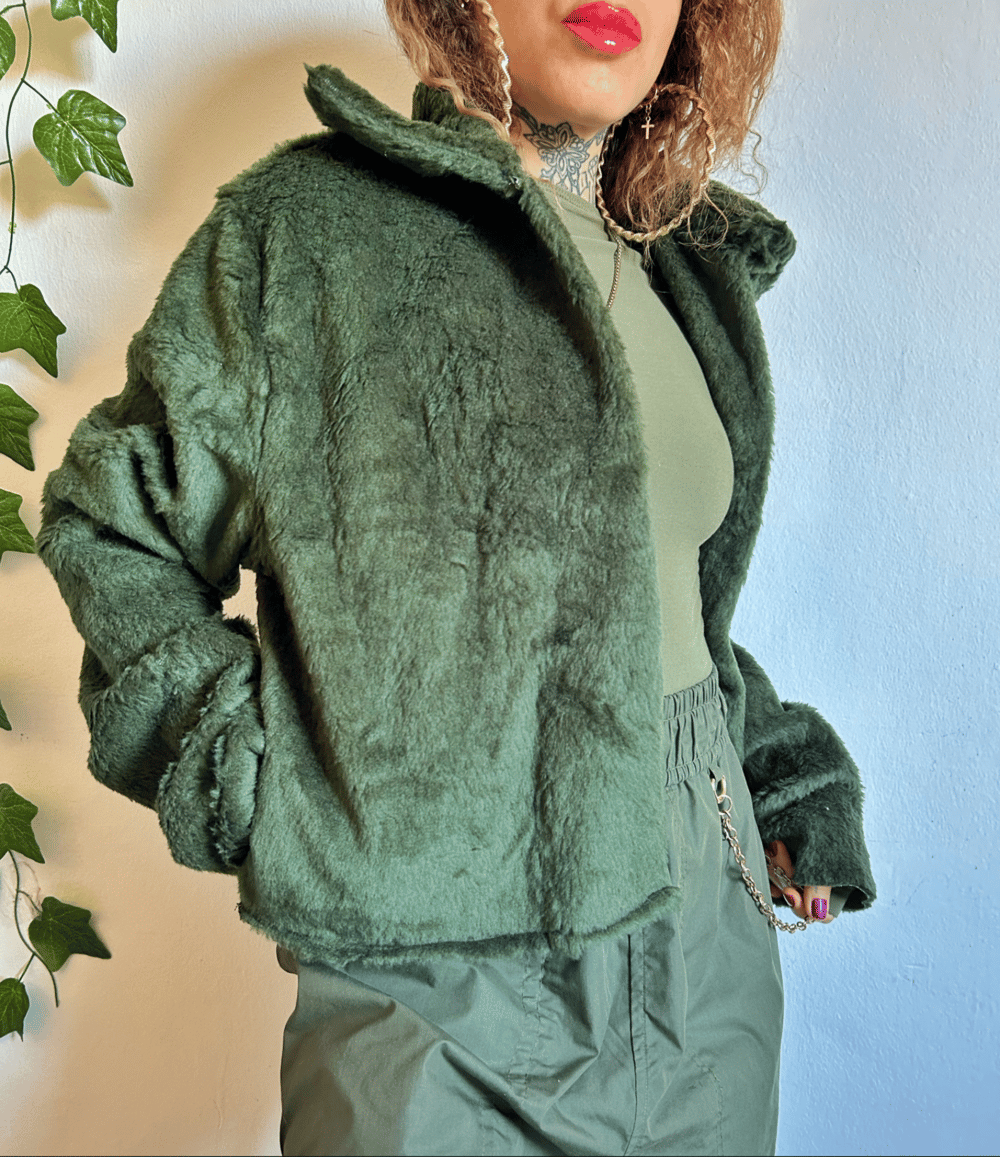 Image of the "moss" plush statement coat