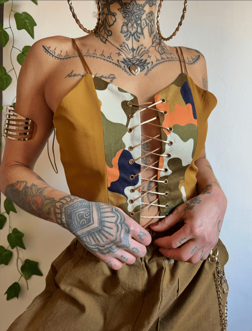 Image of the "recon" camo halter corset