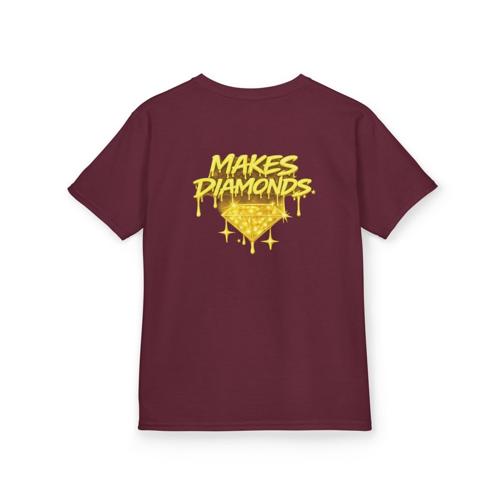 Image of Unisex Kids Tee — "Pressure Makes Diamonds" Gold Drip Graphic