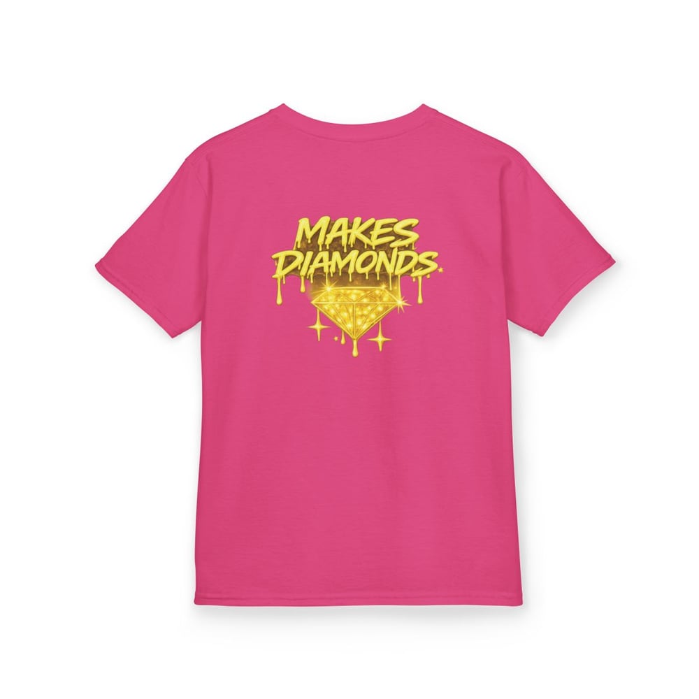 Image of Unisex Kids Tee — "Pressure Makes Diamonds" Gold Drip Graphic