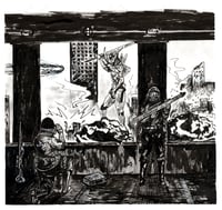 Battle Scene w/ Mech & soldiers in garage