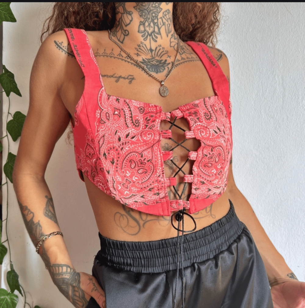 Image of the red bandana halter top