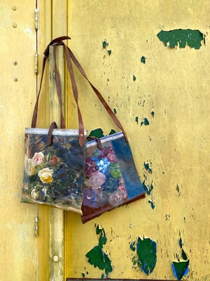 Image of one of a kind painting bag - cabbage rose