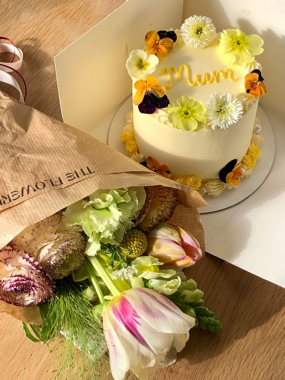 Image of MOTHER'S DAY CAKE & FLOWERS