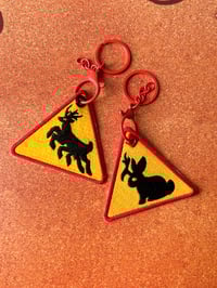 Image 2 of Cryptid Warning Sign - Embroidered Keychain