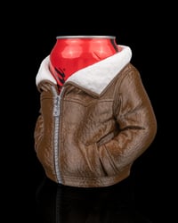 Image 2 of 🖤🥤 Leather Jacket Can Holder – Rebel Style. Ice-Cold Attitude.