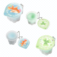 ocean & clover pudding ₊˚♪ 𝄞  squishy jelly keychains!! 🐟☘️