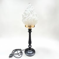 Image 4 of Ancienne grande lampe torche Art Deco globe flamme et pied Napoléon III - Lampe torchère