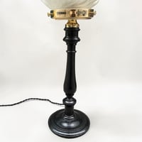 Image 9 of Ancienne grande lampe torche Art Deco globe flamme et pied Napoléon III - Lampe torchère