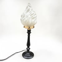 Image 3 of Ancienne grande lampe torche Art Deco globe flamme et pied Napoléon III - Lampe torchère