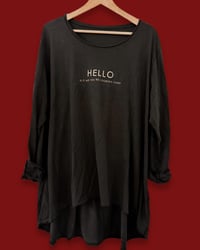 Image 2 of HELLO ϟ HANDPAINTED UNISEX LONGSLEEVE  ϟ ONESIZED ϟ COTTON SHIRT