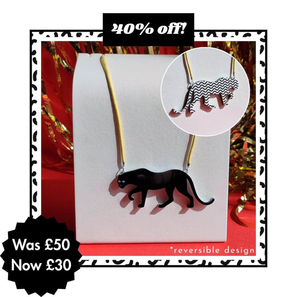 Image of Reversible Panther Statement Acrylic Necklace