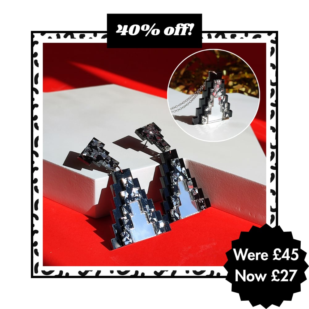 Image of Aztec Pyramid Statement Acrylic Earrings + Necklace