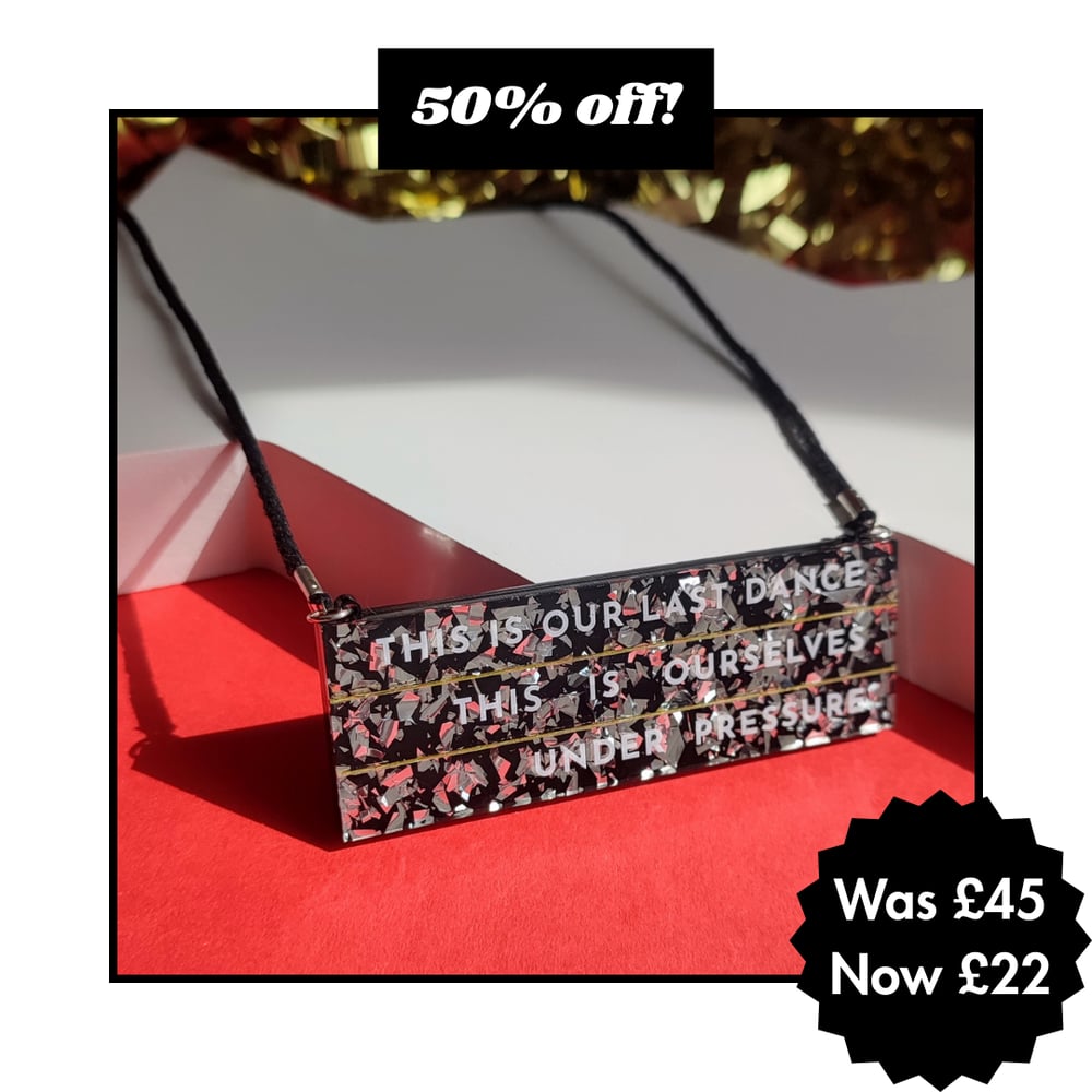 Image of David Bowie Under Pressure Lyrics Statement Necklace