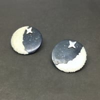 Image 1 of Large Moon & Star Stud Earrings