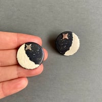 Image 3 of Large Moon & Star Stud Earrings