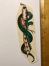 Image 1 of 1960’s Spaulding & Roger’s hand colored pork chop flash Snake dagger large 