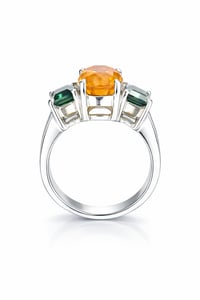 Image 3 of Orange & Bi-Color Green Tourmaline Ring