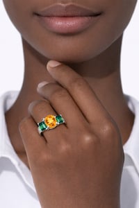 Image 4 of Orange & Bi-Color Green Tourmaline Ring