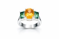 Image 1 of Orange & Bi-Color Green Tourmaline Ring