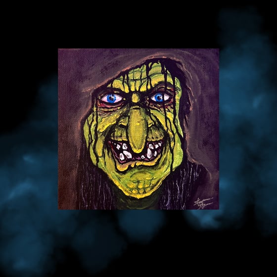 Image of "HAGNET" witch MAGNET acrylic PAINTING 6" x 6"