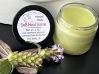 Image 1 of Self-Heal Herbal Salve, 2 oz Glass Jar, Organic Ingredients, Self-Heal Infused Herbal Balm