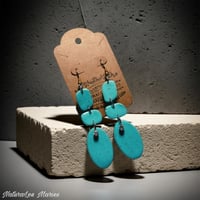 Image 1 of Pale Turquoise Stone Triple Irregular Diamond Drop Dangle Earrings