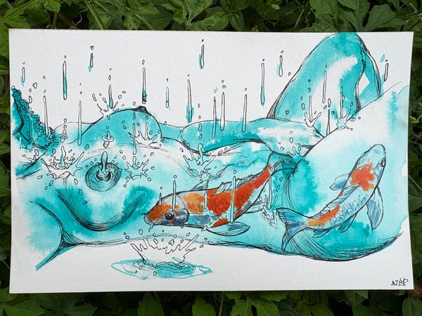 Image of Koi Figure - Original 5.5” x 8.5”