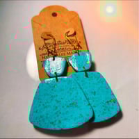Image 2 of Turquoise Stone Double Trapezium Drop and Dangle Earrings