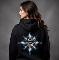 Image 3 of Drayga Star Compass Hooded Pullover-Black Hoodie.