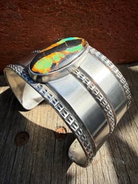 Image 6 of WL&A Handmade Heavy Ingot Black Jack Turquoise Lane Cuff - Size 7 to 7.5 Wrist - 127 Grams