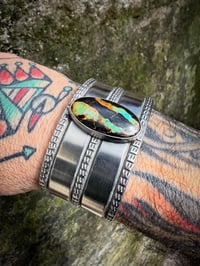 Image 8 of WL&A Handmade Heavy Ingot Black Jack Turquoise Lane Cuff - Size 7 to 7.5 Wrist - 127 Grams