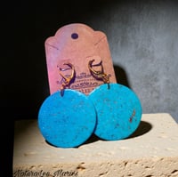 Image 1 of Turquoise Stone Round Drop Earrings