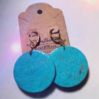 Image 2 of Turquoise Stone Round Drop Earrings