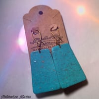 Image 2 of Turquoise Stone Temple Pyramid Drop Earrings