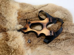 Image of Ash wood Slingshot, Hooligan Frame, Tie on band, Shou Sugi Ban Sling Shot, Outdoorsmen gift