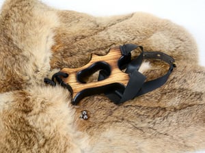 Image of Ash wood Slingshot, Hooligan Frame, Tie on band, Shou Sugi Ban Sling Shot, Outdoorsmen gift