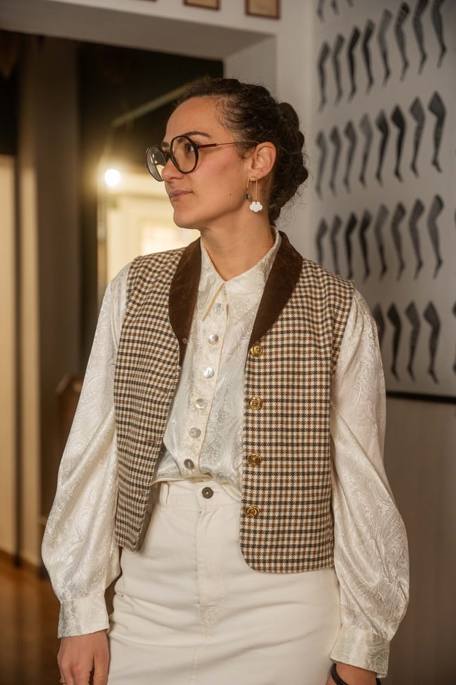 Image of Gilet Pied De poule + velluto