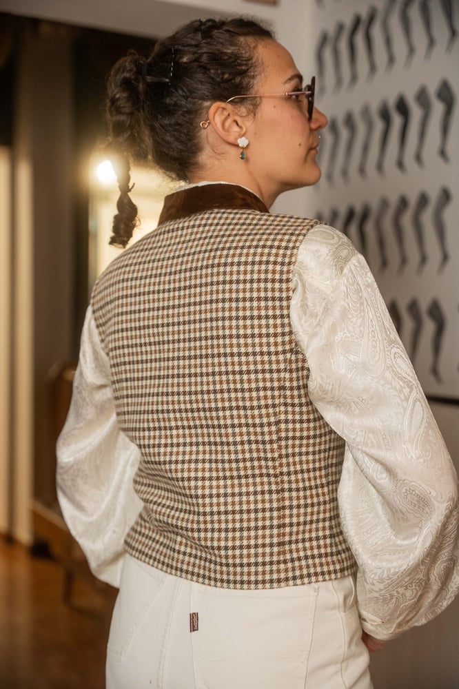 Image of Gilet Pied De poule + velluto