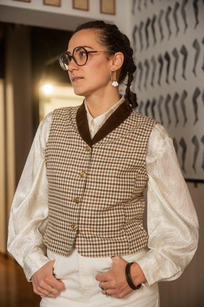 Image of Gilet Pied De poule + velluto