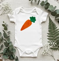 Image 1 of Carrot Baby Bodysuit Spring Baby Top Easter Vegetable Shirt