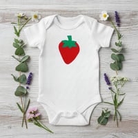Image 1 of Strawberry Baby Bodysuit Spring Baby Top Fruit Birthday Shirt Gift
