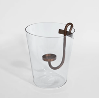 Image 1 of Curved Iron Glass Hurricane Candle Holder