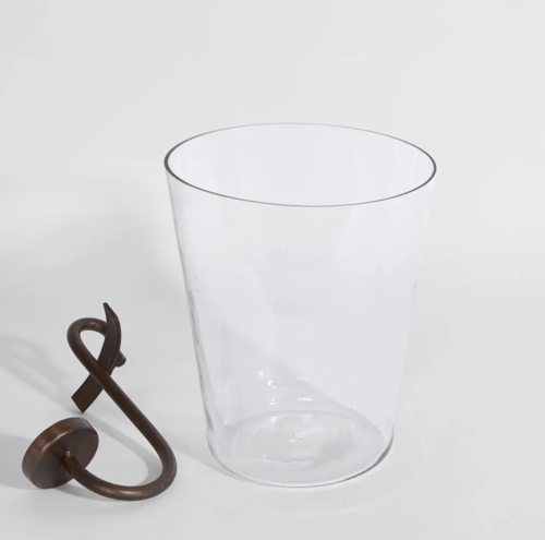 Image of Curved Iron Glass Hurricane Candle Holder
