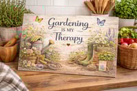 Image 1 of Gardening is my Therapy 11x8in Tempered Glass Cutting Board